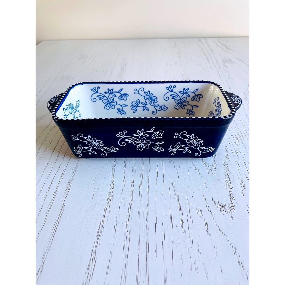 Temp-Tations by Tara Floral Lace  Ceramic Loaf Baking Pan Rectangular 8.5x4.5x3